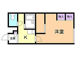 レオパレスベレン2 1Kの間取図画像