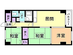 大谷地殿山ハイツ 3DKの間取図画像