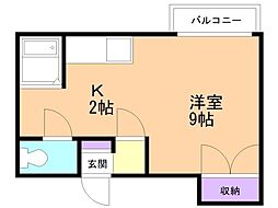 グランドールひばりが丘 1Kの間取図画像