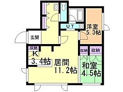 ハイツジンタ 2LDKの間取図画像