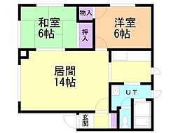 サンエースB 2LDKの間取図画像