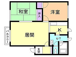サンパークB 2LDKの間取図画像