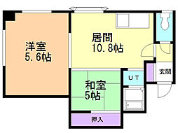 グラン市川 2LDKの間取図画像