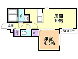 オルセー厚別中央 1LDKの間取図画像