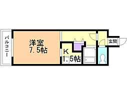 イーストフェアリー 1Kの間取図画像