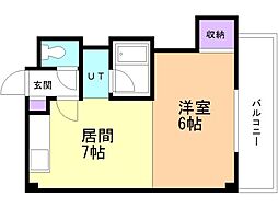 レジデンスひばりヶ丘 1DKの間取図画像