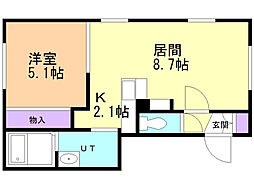 ひばりが丘ハウス・B 1LDKの間取図画像