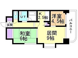 ガーネットハイツ南郷 2LDKの間取図画像
