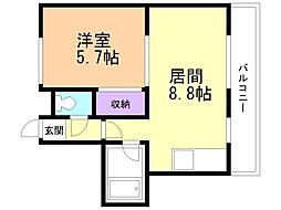 レインボーカズ栄通21丁目 1LDKの間取図画像