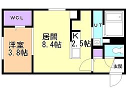 札幌市厚別区厚別南2丁目マンション 1LDKの間取図画像