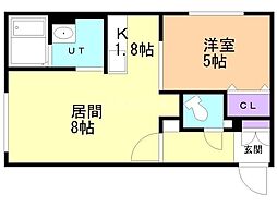 グランメール恵翔 4階1LDKの間取り