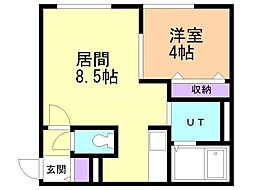 ｅｃｏａ厚別中央 2階1LDKの間取り