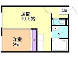 ポルトボヌール 1LDKの間取図画像