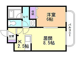 ティアラ大谷地1 1LDKの間取図画像