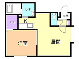 コンフォート大曲 1LDKの間取図画像