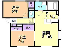 旭コーポ 2LDKの間取図画像