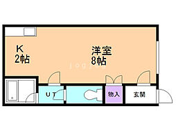 厚別中央クラブハウス 1Kの間取図画像