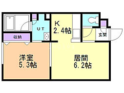 ラ・エスタシオン 1LDKの間取図画像