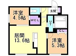 札幌市白石区栄通16丁目マンション 2LDKの間取図画像