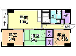 長井マンション 3LDKの間取図画像