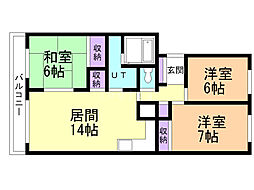 ロウタス三井 3LDKの間取図画像