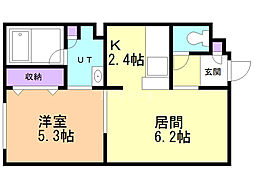 ラ・エスタシオン 1LDKの間取図画像