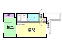 ロウタス三井 1DKの間取図画像