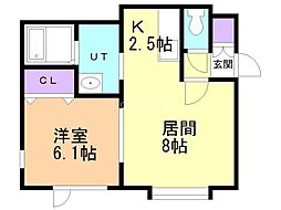 ピエ・タ・テール南ケ丘 1LDKの間取図画像