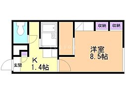 レオパレスオーキッド3 1Kの間取図画像