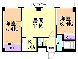 フロムコート 2LDKの間取図画像