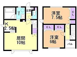 ラ・メゾネ森林 2LDKの間取図画像
