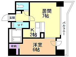 feuillesvertesAj 1LDKの間取図画像