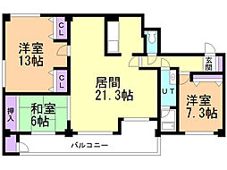 サニーサイドガーデン大谷地 3LDKの間取図画像