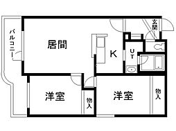 グランコート上野幌 2LDKの間取図画像