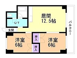 フロンティアプラザ大曲 2LDKの間取図画像