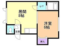 ヴィラ森林公園参番館 1LDKの間取図画像
