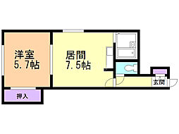 セレーナ南郷 1DKの間取図画像
