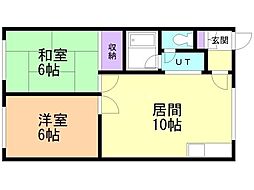 コーポ高田A 2LDKの間取図画像