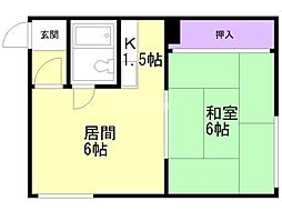 第一ファミール 1DKの間取図画像