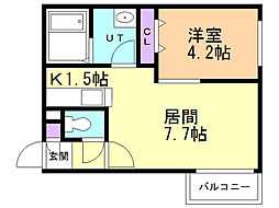 ルーチェ厚別 1LDKの間取図画像