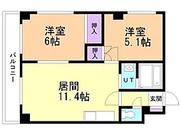 メゾンド厚別 2LDKの間取図画像