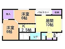 パレスマーサー 2LDKの間取図画像
