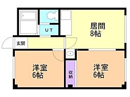 ラフォーレ新札幌A 2LDKの間取図画像