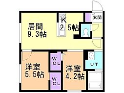 リコルドアーツ 2LDKの間取図画像