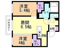 リコルドアーツ 2LDKの間取図画像