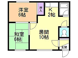 グランドハイツ 2LDKの間取図画像