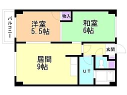 ファミール北野 2DKの間取図画像