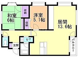クリオパレス青葉壱番館 2LDKの間取図画像