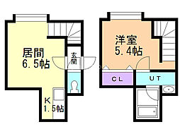 グロリア厚別 1LDKの間取図画像