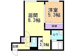 ラ・シュエット北広島 1LDKの間取図画像
